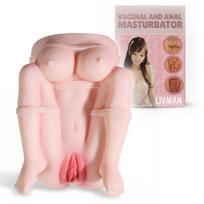 Vaginalinis ir analinis masturbatorius 2-in-1, su siurbtuko ir gumbelių tekstūra, LIVMAN M-1