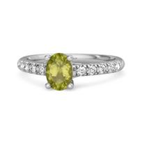 Peridoto Pavé Žiedas su Baltos CZ Akcentais - 925 Sterlingas Sidabro 6
