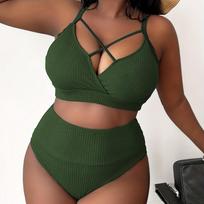 Plus Size Swimsuit Women Big Breast Bikini Set 2025 Sexy Two Pieces Bikinis High Waisted Swimwear Brazilian Bathing Suit XL juoda