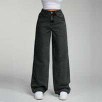 Women's High Waist Straight Leg Loose Casual Trousers Jeans L juoda