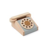 Medinis klasikinis edukacinis žaislinis telefonas vaikams Liewood Blue Fog Multi Mix LW14417