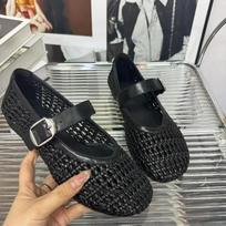 Madingos tinklinės plokščiapadės basutės Mary Janes batai moterims Nerti vasaros 2025 m. tendencija Seklūs laisvalaikio mokasinai Nauji odiniai suknelių batai Zapatos Mujer 35 juoda