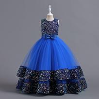 Graži vaikiška mergaičių vakarinė suknelė Vaikų kostiumų konkursas nėrinių princesės suknelės gėlėms mergaičių suknelė Elegantiška vestuvinė suknelė 110 mėlyna