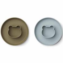 Silikoninės lėkštės Liewood Mr Bear / Blue Fog/Khaki Mix LW14199, 6 mėn+, 2 vnt.