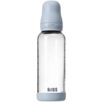 BIBS Baby Glass Bottle Silicone buteliukas nuo pilvo dieglių su silikoniniu laikikliu Baby Blue 1 vnt.