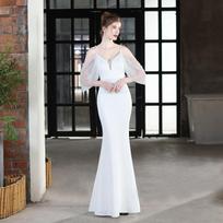 Bride Long Sling Slim Fishtail Skirt Vestuvinė suknelė Vakarinės suknelės S balta