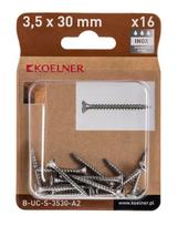 Medsraigčiai KOELNER, 3,5 x 30 mm, įleidžiama galva, nerūd. plieno A2, 16 vnt., PZ
