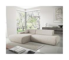 L formos kampinė išskleidžiama sofa-lova su patalynės dėže PRATO, kairinė, smėlio spalvos