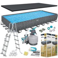 Didelis sodo rėminis baseinas 956 × 488 × 132 cm - 11 vienetų komplektas