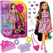 Barbė Totally Hair lėlė su spalvotais plaukais ir aksesuarais