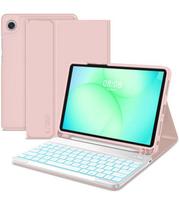 Rožinis atverčiamas dėklas + klaviatūra Samsung Galaxy Tab A9 Plus / A11 Plus 11.0 planšetei "Tech-Protect SC + Keyboard"
