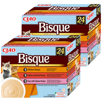 INABA Cat Ciao Bisque papildomas ėdalas katėms kreminė sriuba su vištiena, jautiena ir žuvimi 48x40g