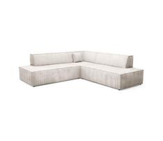 Išskleidžiama L formos kampinė sofa-lova TERAMO, dešinės pusės, kreminė, su daiktų laikymo vieta