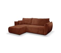 Universali išskleidžiama L formos kampinė sofa su daiktų laikymo vieta FRIDA, ruda