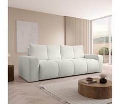 Išskleidžiama apmušta trivietė sofa su daiktų laikymo vieta ALMADA, smėlinė