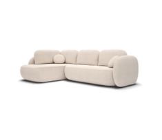 Kairinė L formos kampinė išskleidžiama sofa-lova OLBIA su patalynės dėže, smėlio spalvos