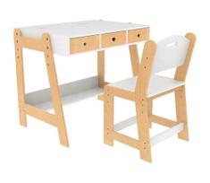 2Kids Toys - Vaikiškas reguliuojamo aukščio stalas su kėde, medinis/baltas