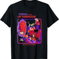 Cat Dimension Portal Retro Dark Humor Artist T-Shirt S juoda