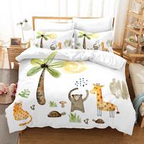 Animacinis zoologijos sodas Antklodės komplektas Žirafa Lokys Lapė Raštas Trijų dalių patalynės komplektas 135 * 200 (two-piece set)
