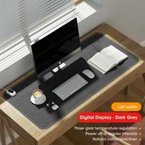 Large 80x33cm Electric Heated Desk Mat with Digital Display Warmer for Keyboard Mouse Hands Home Office Light Grey CN Plug pilka