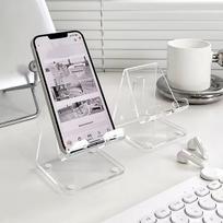 Telefono laikiklis Paprasto dizaino akrilo permatomas telefonų ir planšetų laikiklis.