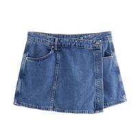 2024 Summer Denim Set: Short Sleeve Shirt & Double-Breasted Skirt Pants L