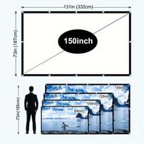 Nešiojamas 152.4-381.0cm 16:9 projektoriaus ekranas be raukšlių. , 3,81 metro