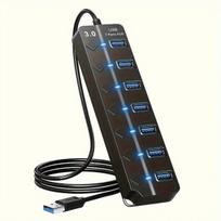 Didelės Spartos 7-Portų USB 3.0 Duomenų Šakotuvas Su Jungikliais