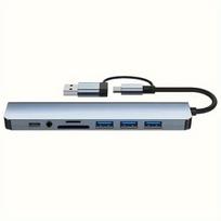 USB šakotuvas 8-in-1 su 4 USB lizdais SD kortelių skaitytuvu Mac/HP nešiojamam kompiuteriui