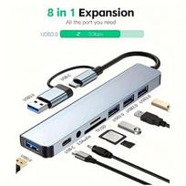 USB C ir SD kortelių skaitytuvas 8-in-1.