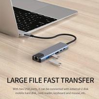 6-in-1 USB-C Adapteris su 4K Ethernet, SD/TF Skaitytuvu, 100W PD