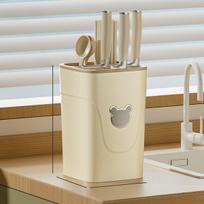 Universalus virtuvės peilių laikiklis su drenažu. ,  Knife Holder Cream Geltona