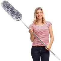 279,4 cm mikropluošto dulkų šluotelė lenkiančia galvute ir ilga rankena. , Įprasta pilka*5
