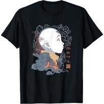 Avatar The Last Airbender Aang Side Profile Kanji T-Shirt S juoda