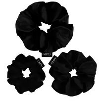 GLOV_Satin Scrunchies plaukų gumytės S/M/L Black 3vnt.