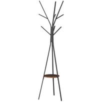 HOMCOM Drabužių stovas Drabužių stovas su 8 kabliukais ir lentyna, pastatomas drabužių, skrybėlių, krepšių stovas, metalinis, rudas, 45x45x180cm, Juoda