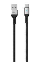 Įkrovimo laidas HAVIT DOT 6318, USB-A į Type-C, su indikatoriumi, sustiprintas, iki 2.4 A, 1 m, juod