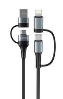 Įkrovimo laidas HAVIT DOT 6244, universalus, Type-C arba USB-A į Type-C arba Lightning, sustiprintas