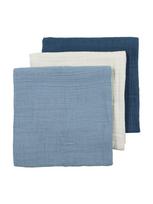 Marlinių (muslino) vystyklų komplektas, 3 vnt. 70x70 Meyco Baby (naturel, jeans blue, indigo)