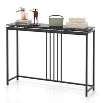 Costway konsolinis stalas sofos stalas pagamintas iš dirbtinio marmuro 120 x 30 x 90 cm juodas
