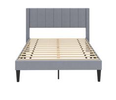 Costway Apmuštas dvigulės lovos rėmas 200 x 140 cm čiužiniui
