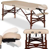 Sulankstomas medinis masažo stalas Panda Dark Wood 70 Vinyl Flex K033, smėlio spalvos