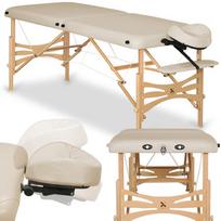 Sulankstomas medinis masažo stalas Panda Light Wood 60 Vinyl Flex K033, smėlio spalvos