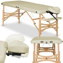 Sulankstomas medinis masažo stalas Panda Light Wood 70 Vinyl Flex K020, dramblio kaulo spalvos