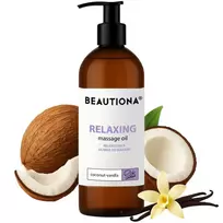 Beautiona Relaxing, raminantis masažo aliejus su kokosu ir vanile, 500 ml