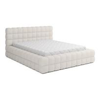 Baltos spalvos dvigulė lova dengta audiniu su sandėliavimo vieta su lovos grotelėmis 180x200 cm Dizzle – ELTAP