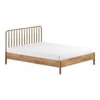 Natūralios spalvos iš ąžuolo masyvo dvigulė lova be grotelių 160x200 cm Olive Spindle – Vipack
