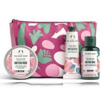 The Body Shop British Rose rinkinys kūnui (60 ml. dušo gelis + 50 ml. kūno sviestas + 30 ml. rankų kremas + kosmetinė) - Rinkinys