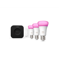 Philips Hue Starter set: 3 smart E27 bulbs, a dimmer switch, Hue Bridge Pro | E27 | White and colored light