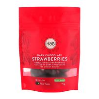 HOLLAND & BARRETT liofilizuotos braškės padengtos juoduoju šokoladu, 90 g
